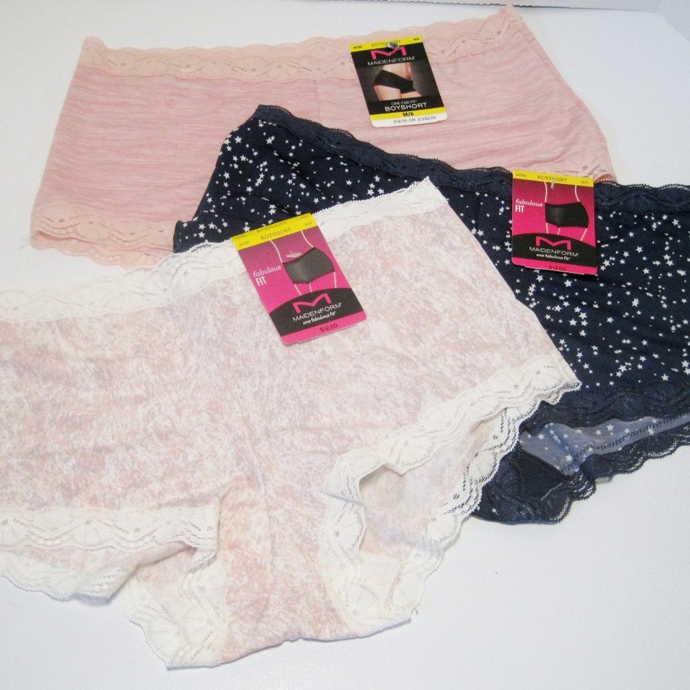 Mixed Lot of 3 New MAIDENFORM One Fabulous Fit BOYSHORT Panties-Sz Med (6)